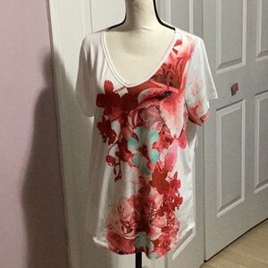 Coral Bay Graphic White Cream Short Sleeve Tee